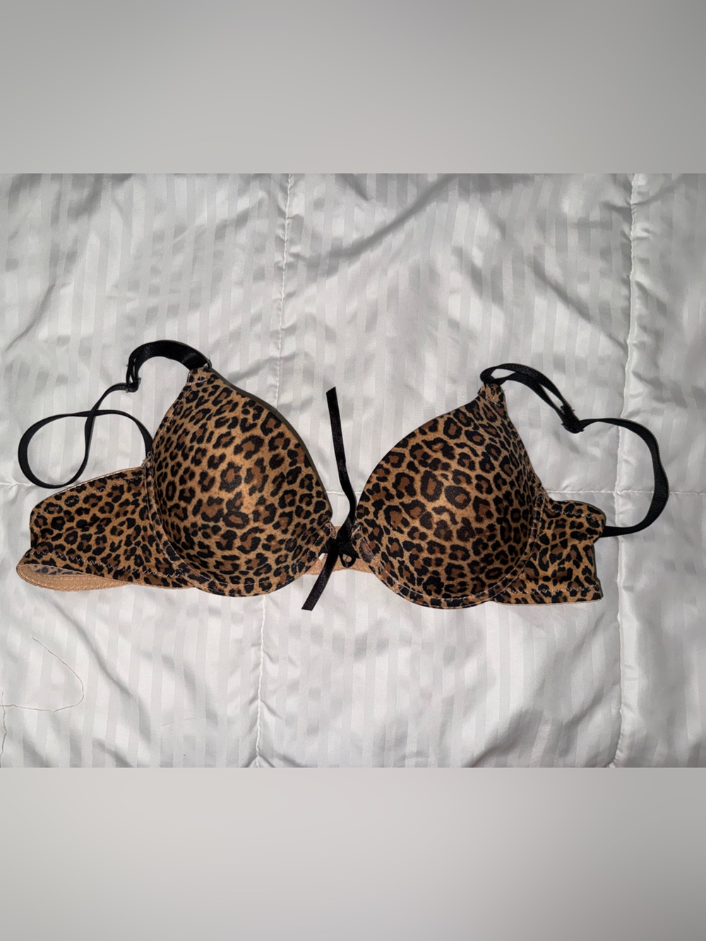 Y2K Leopard Print Push-Up Bra - Leopard. 34A